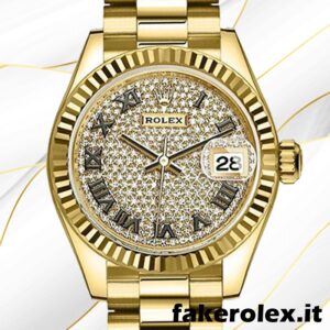 Rolex Datejust m279178-0031 28mm Le signore Diamond Paved Dial Tonalità oro