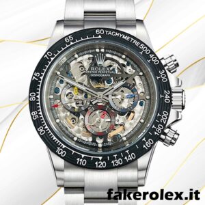 Rolex Daytona 40mm 116500 Uomo Tono argento/tono nero Skeleton Dial